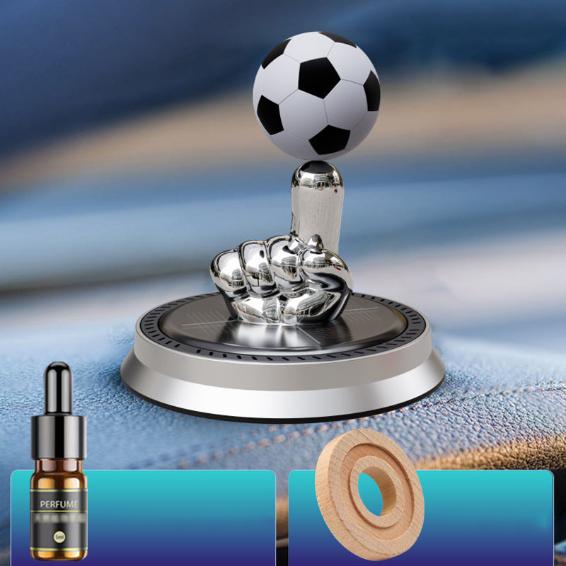 Solar Powered Rotating Soccer Ball Car Air Freshener – Essential Oil Diffuser for Football Fans