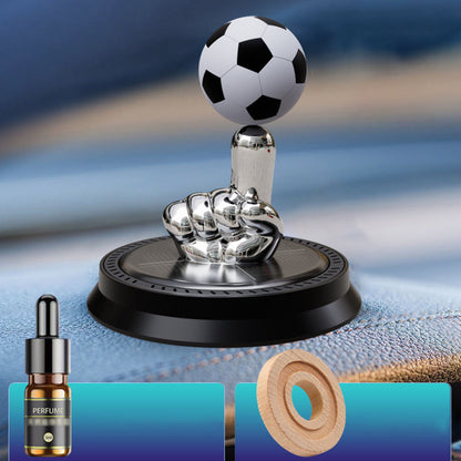 Solar Powered Rotating Soccer Ball Car Air Freshener – Essential Oil Diffuser for Football Fans