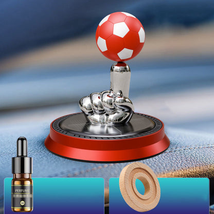 Solar Powered Rotating Soccer Ball Car Air Freshener – Essential Oil Diffuser for Football Fans