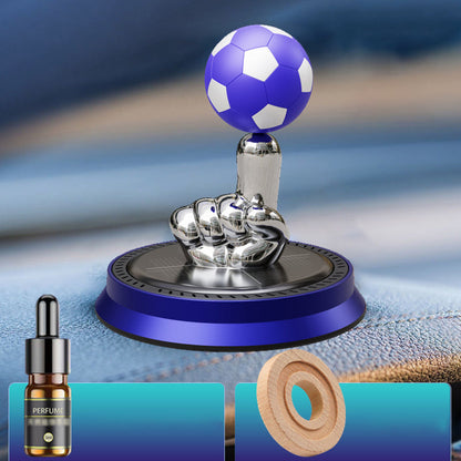 Solar Powered Rotating Soccer Ball Car Air Freshener – Essential Oil Diffuser for Football Fans