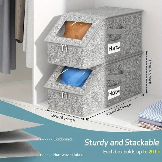 💖Hot 48% OFF🌹🧢 Stackable Hat Storage Boxes for Baseball Caps