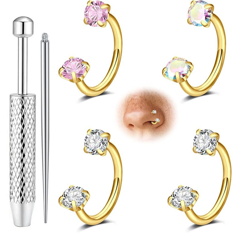 18G Titanium Steel Nose Rings Set