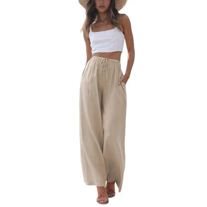 Tanming Viral 2026 Palazzo Pants for Women - Beach to Street Wide Leg + Pockets | Lightweight Summer Trousers Maxi Style Womenswear Chic Comfy Basic Minimalist Bottom