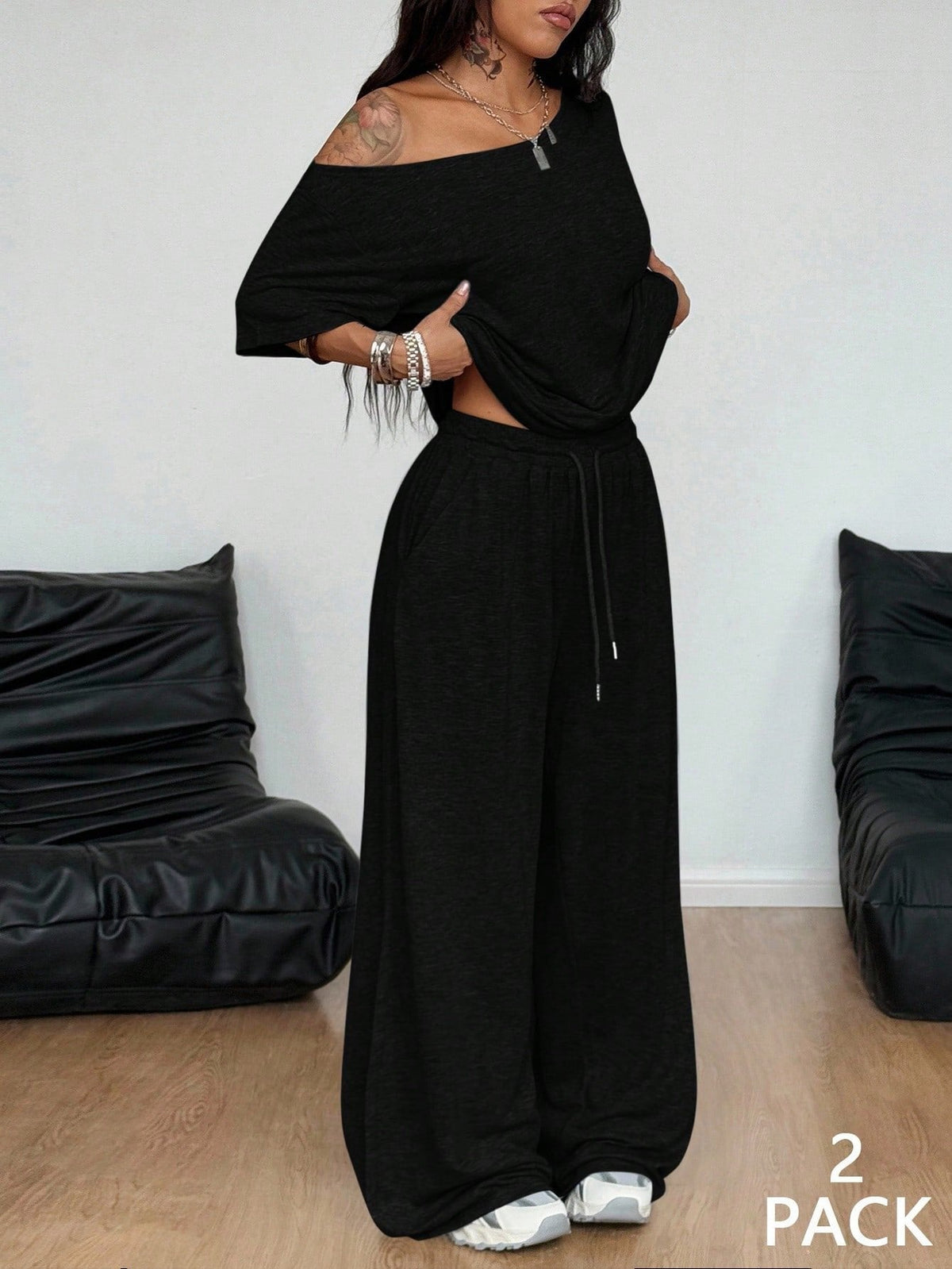 Women's Minimalist Basic Daily Two Pieces Outfits