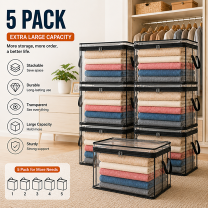 📦👕 Ultimate Moisture-Proof Storage Bags: Extra Large & Fully Transparent 📦