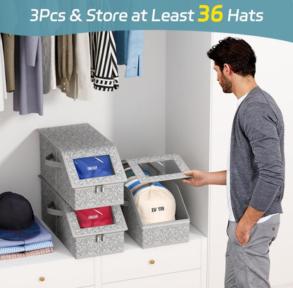 💖Hot 48% OFF🌹🧢 Stackable Hat Storage Boxes for Baseball Caps