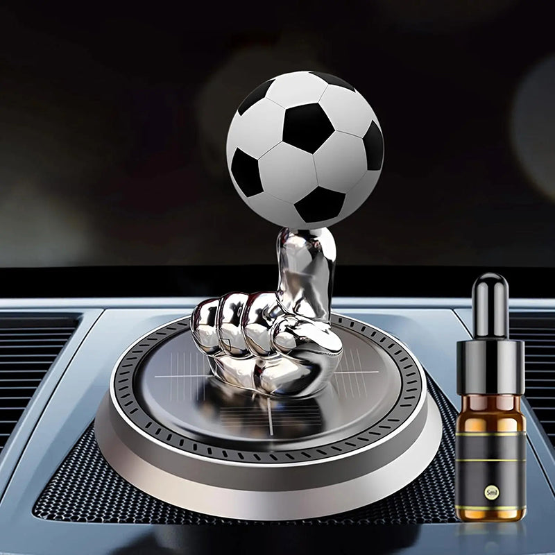 Solar Powered Rotating Soccer Ball Car Air Freshener – Essential Oil Diffuser for Football Fans