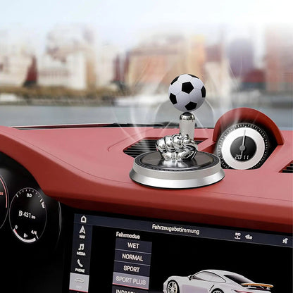 Solar Powered Rotating Soccer Ball Car Air Freshener – Essential Oil Diffuser for Football Fans