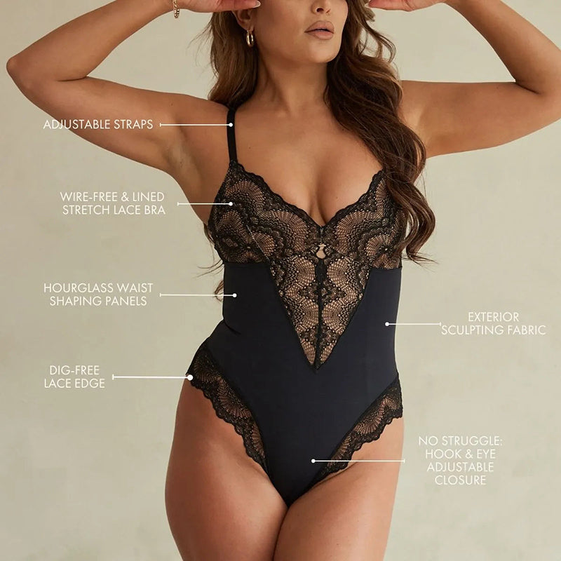Women's Sculpting Lace Bodysuit Shapewear - Adjustable Comfortable Fit