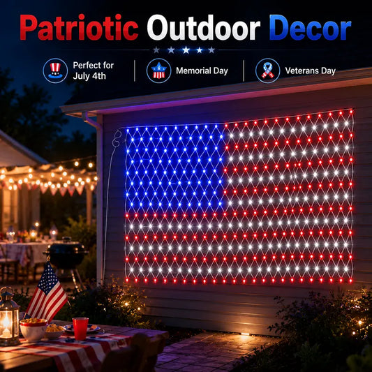 Outdoor solar American flag light, 6.5 ft x 3.28 ft, ultra-bright; suitable for Independence Day, National Day, and Memorial Day decorations; waterproof solar outdoor light.