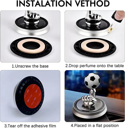 Solar Powered Rotating Soccer Ball Car Air Freshener – Essential Oil Diffuser for Football Fans