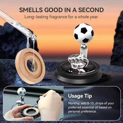 Solar Powered Rotating Soccer Ball Car Air Freshener – Essential Oil Diffuser for Football Fans