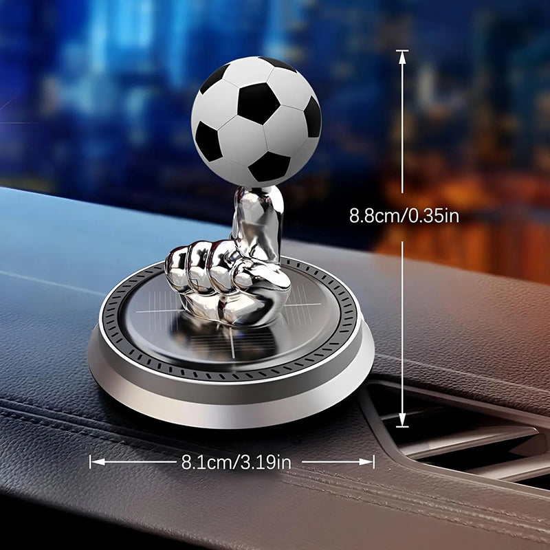 Solar Powered Rotating Soccer Ball Car Air Freshener – Essential Oil Diffuser for Football Fans