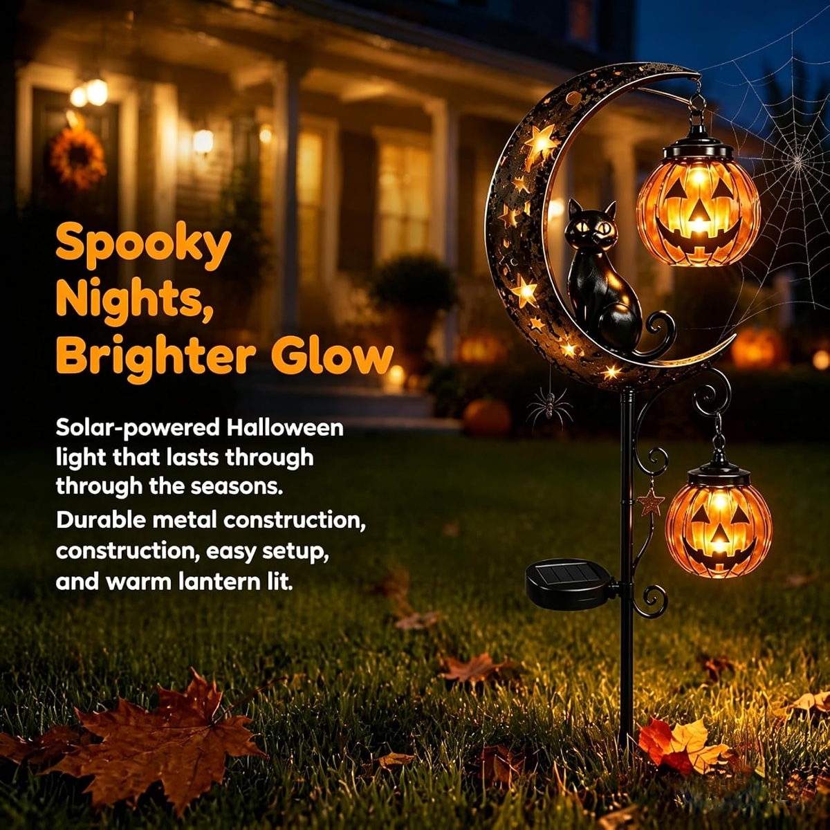 🔥50% Off Halloween Early Bird Special🧙‍♀️Black Cat, Pumpkin, and Moon Garden Stake Light