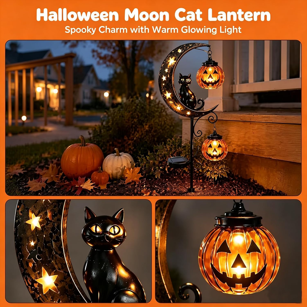 🔥50% Off Halloween Early Bird Special🧙‍♀️Black Cat, Pumpkin, and Moon Garden Stake Light