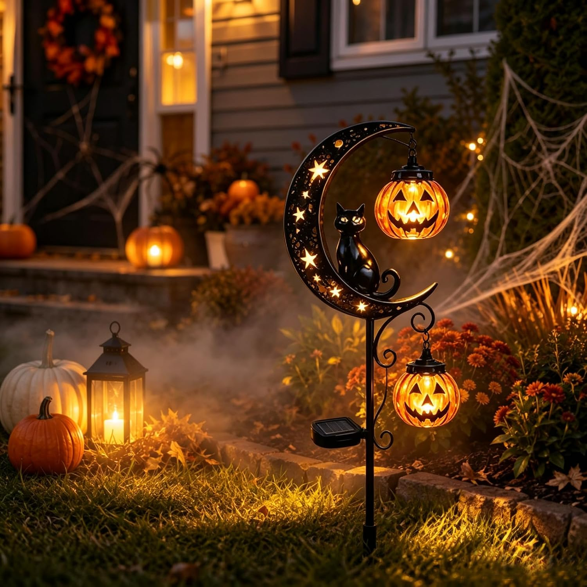 🔥50% Off Halloween Early Bird Special🧙‍♀️Black Cat, Pumpkin, and Moon Garden Stake Light