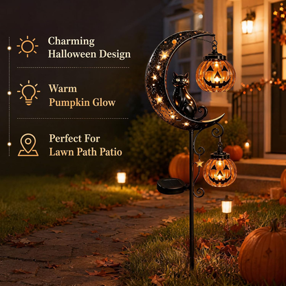🔥50% Off Halloween Early Bird Special🧙‍♀️Black Cat, Pumpkin, and Moon Garden Stake Light