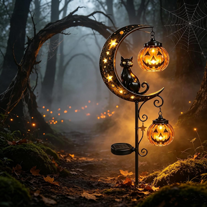 🔥50% Off Halloween Early Bird Special🧙‍♀️Black Cat, Pumpkin, and Moon Garden Stake Light