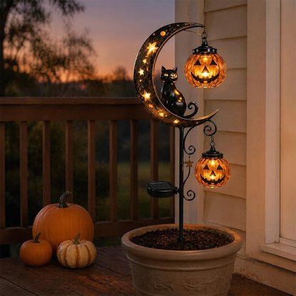 🔥50% Off Halloween Early Bird Special🧙‍♀️Black Cat, Pumpkin, and Moon Garden Stake Light
