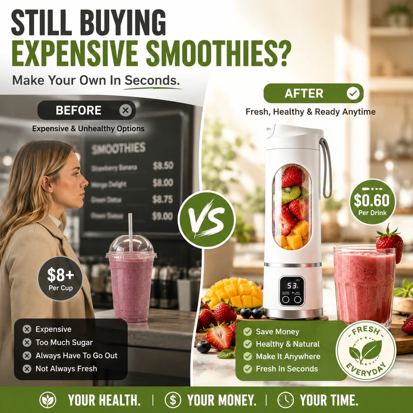 🔥Limited-Time 50% OFF🔥Portable USB Blender with LED Display - Perfect for Smoothies & Juices