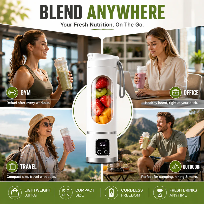 🔥Limited-Time 50% OFF🔥Portable USB Blender with LED Display - Perfect for Smoothies & Juices