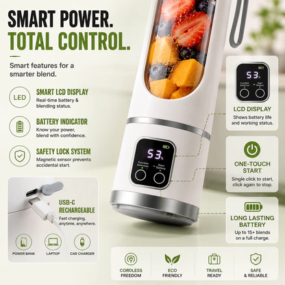 🔥Limited-Time 50% OFF🔥Portable USB Blender with LED Display - Perfect for Smoothies & Juices