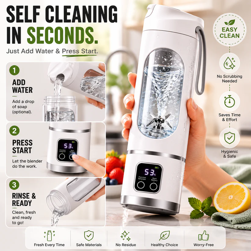 🔥Limited-Time 50% OFF🔥Portable USB Blender with LED Display - Perfect for Smoothies & Juices