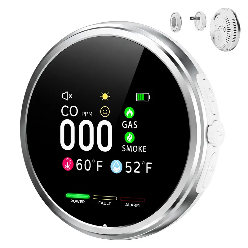 🚨Smart 6-in-1 Gas Detector – CO Smoke & Gas Leak Alarm With LCD Display