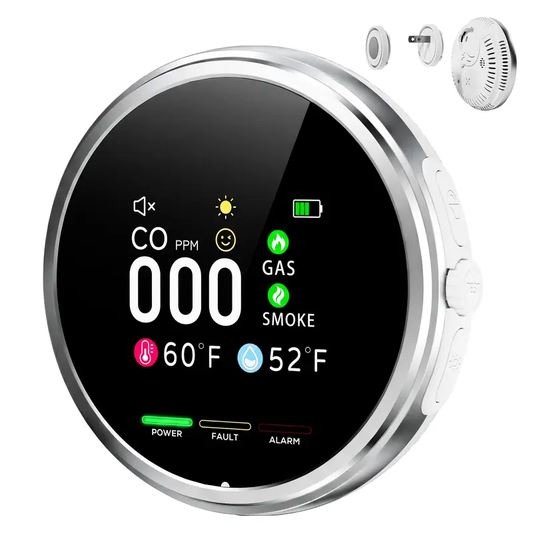 🚨Smart 6-in-1 Gas Detector – CO Smoke & Gas Leak Alarm With LCD Display