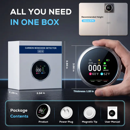 🚨Smart 6-in-1 Gas Detector – CO Smoke & Gas Leak Alarm With LCD Display