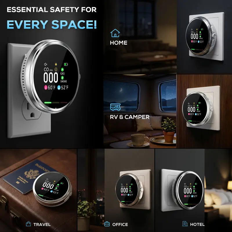 🚨Smart 6-in-1 Gas Detector – CO Smoke & Gas Leak Alarm With LCD Display