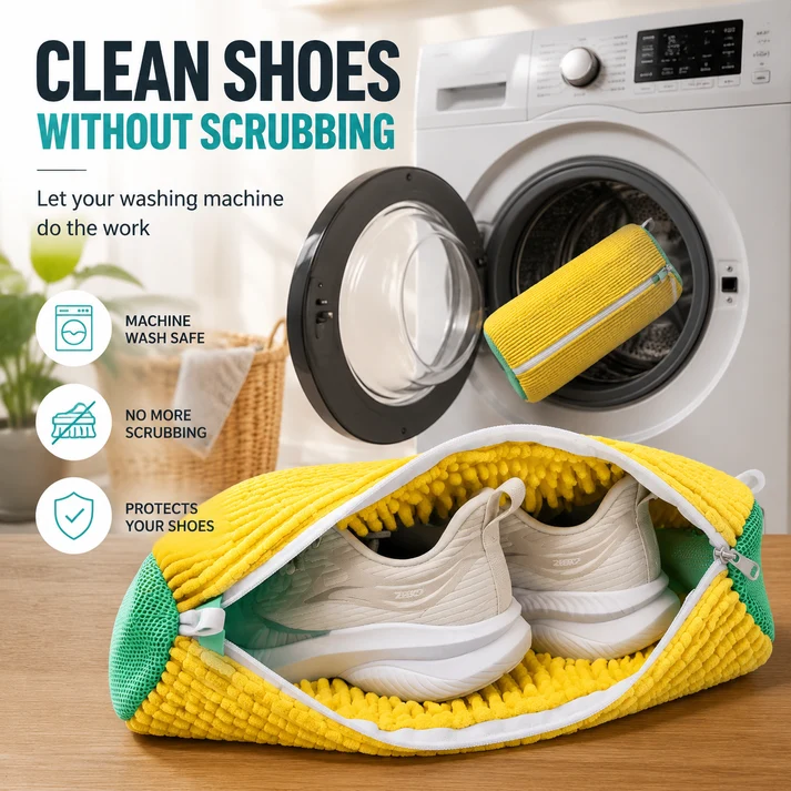 No-Scrub Sneaker Washing Bag with Padded Protection