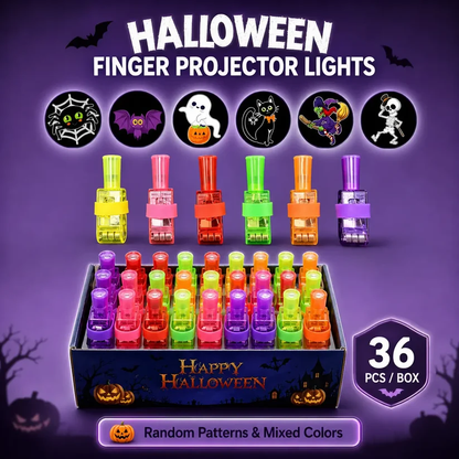 Halloween Finger Projector Rings – LED Party Favors for Kids (36/48 PCS)