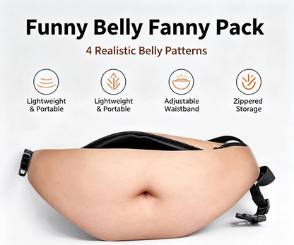 Funny Belly Fanny Pack – Realistic Fake Belly Waist Bag | Novelty Prank Gift