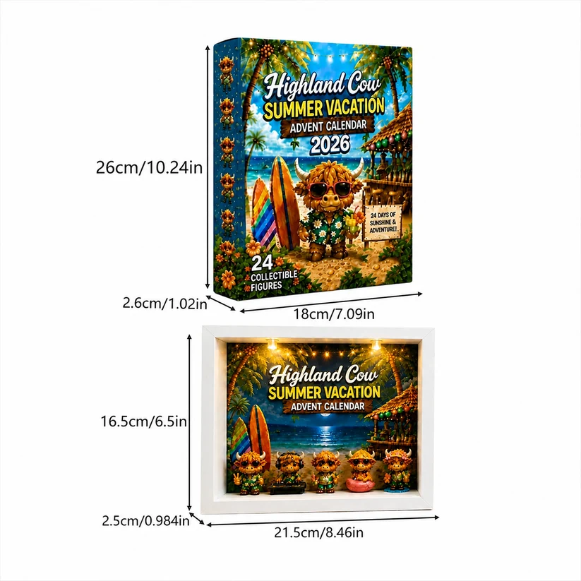 2026 Highland Cow Summer Vacation Advent Calendar