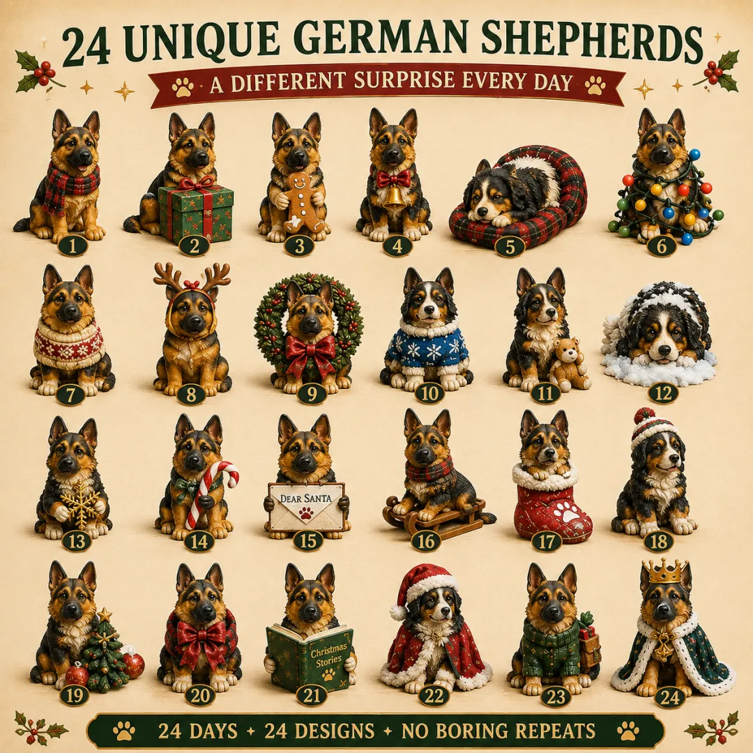 2026 German Shepherd Advent Calendar - 24 Dog Figurines