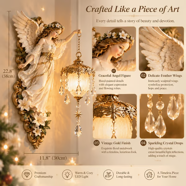 Guardian Angel Crystal Light – Warm Decorative Home Accent