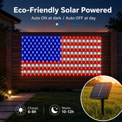 Outdoor solar American flag light, 6.5 ft x 3.28 ft, ultra-bright; suitable for Independence Day, National Day, and Memorial Day decorations; waterproof solar outdoor light.
