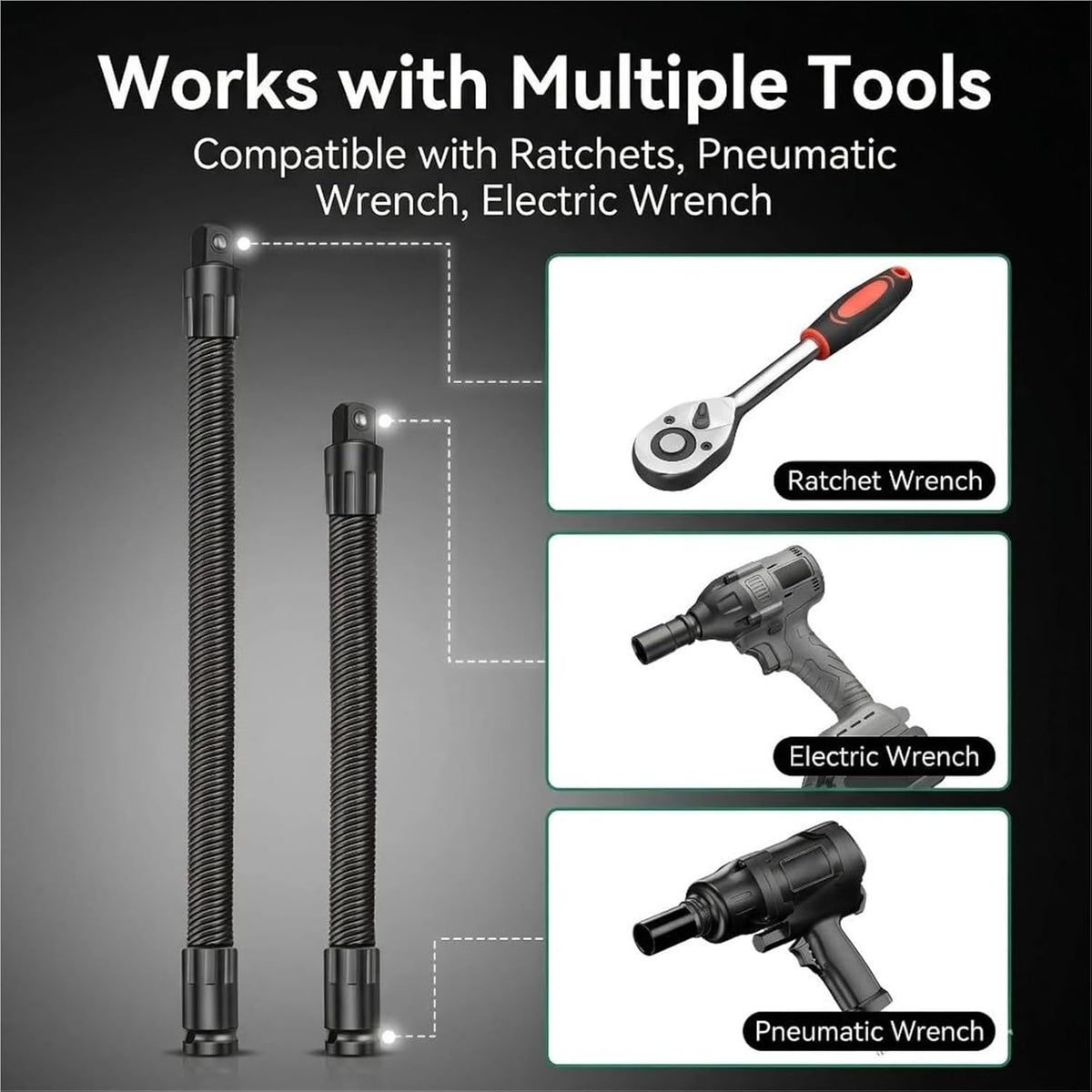 🛠️ 2026 1/2 Flexible Shaft Extension Extender Torque Socket - 🔧Bend, Twist, Conquer Tight Spaces