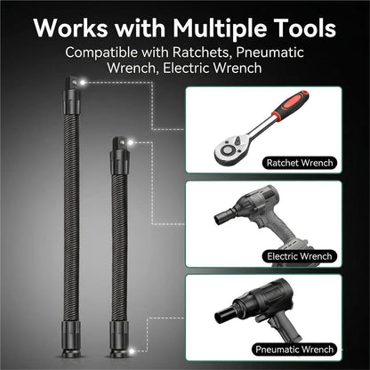 🛠️ 2026 1/2 Flexible Shaft Extension Extender Torque Socket - 🔧Bend, Twist, Conquer Tight Spaces