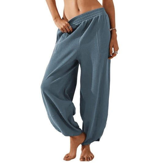 Women's Wideleg Baggy Palazzo Pants – Casual Elastic Waist, Flowing Comfort with Pockets