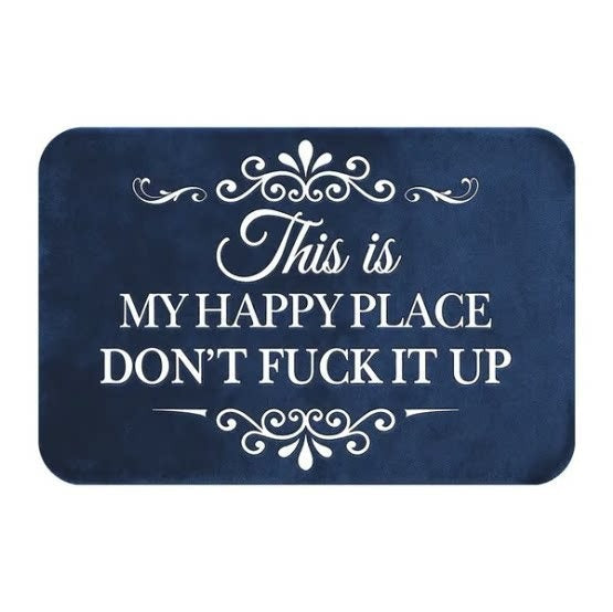 🔥Funny “This Is My Happy Place Don’t F*ck It Up” Flannel Doormat🤣