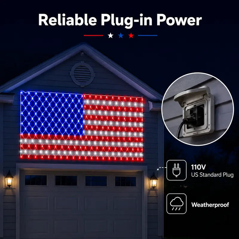 Outdoor solar American flag light, 6.5 ft x 3.28 ft, ultra-bright; suitable for Independence Day, National Day, and Memorial Day decorations; waterproof solar outdoor light.