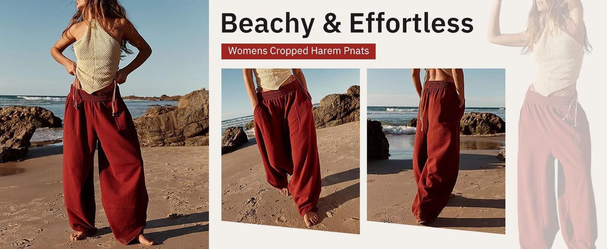 Women's Wideleg Baggy Palazzo Pants – Casual Elastic Waist, Flowing Comfort with Pockets
