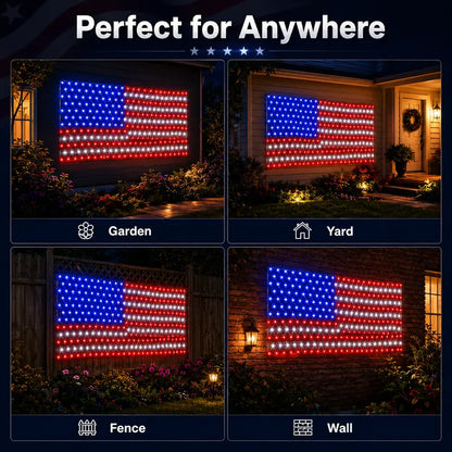 Outdoor solar American flag light, 6.5 ft x 3.28 ft, ultra-bright; suitable for Independence Day, National Day, and Memorial Day decorations; waterproof solar outdoor light.