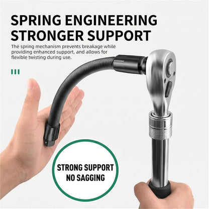 🛠️ 2026 1/2 Flexible Shaft Extension Extender Torque Socket - 🔧Bend, Twist, Conquer Tight Spaces