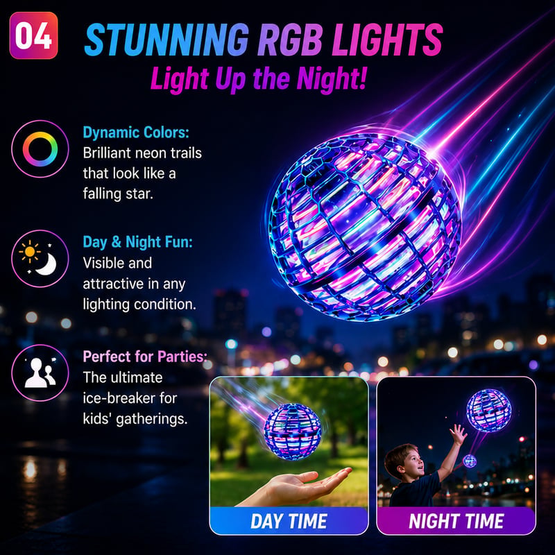 ✨Flyorb Magic Flying Ball Toy RGB Light Boomerang Spinner