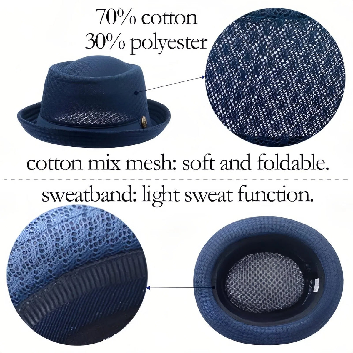 HOT SALE 🎩 Summer Breathable Mesh Pork Pie Hat