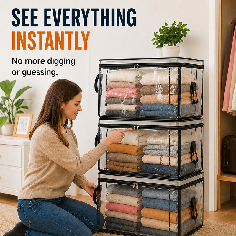 📦👕 Ultimate Moisture-Proof Storage Bags: Extra Large & Fully Transparent 📦