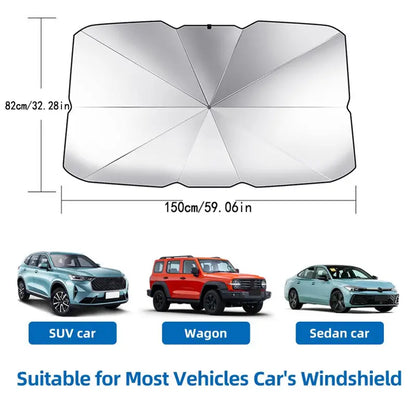 Car Windshield Sun Shade Umbrella - Foldable Car Umbrella Sunshade Cover UV Block Car Front Window (Heat Insulation Protection) for Auto Windshield Covers Most Cars